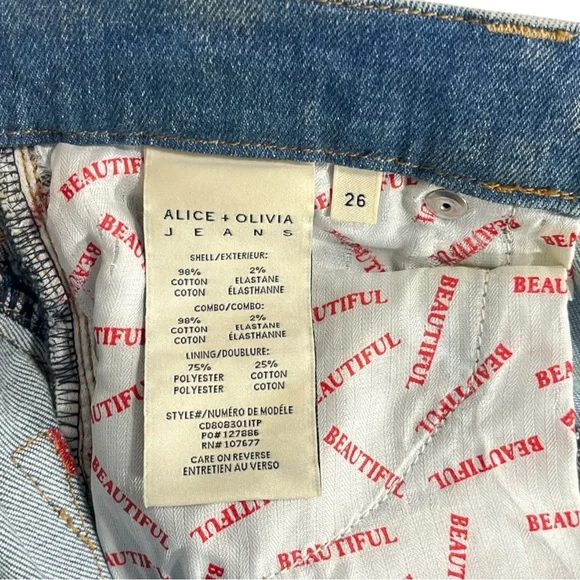 Alice + Olivia Beautiful High Rise Wide Leg Jeans - Indigo Twirl Patchwork Sz 26 - Picture 11 of 11